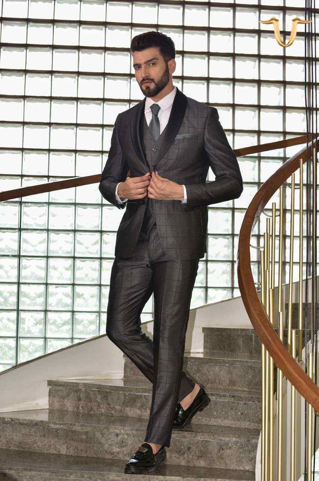 Charcoal 4 Pc Check Suit house-of-united