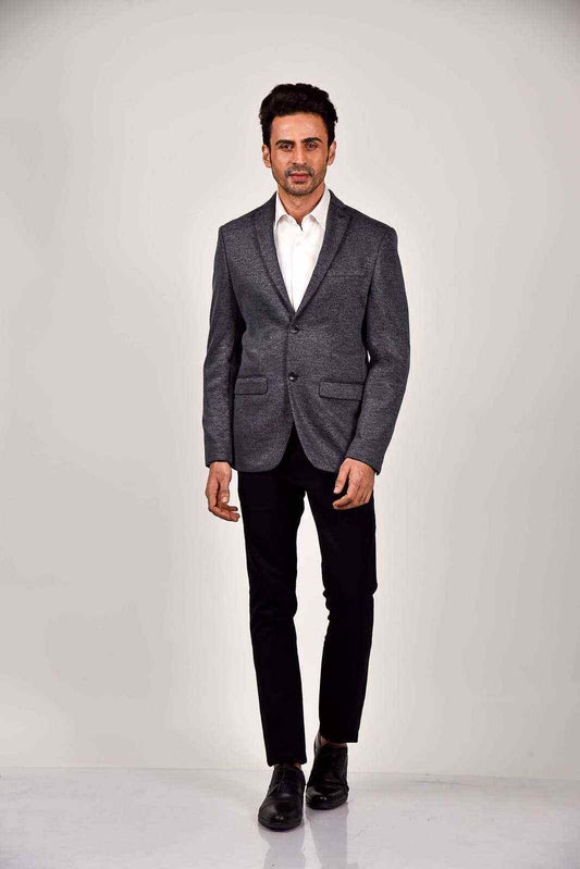 Charcoal Knitted Blazer house-of-united
