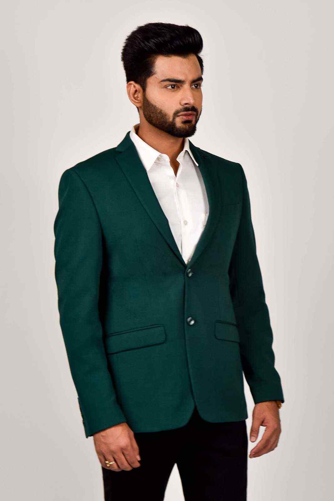 Dark Green Knitted Blazer house-of-united