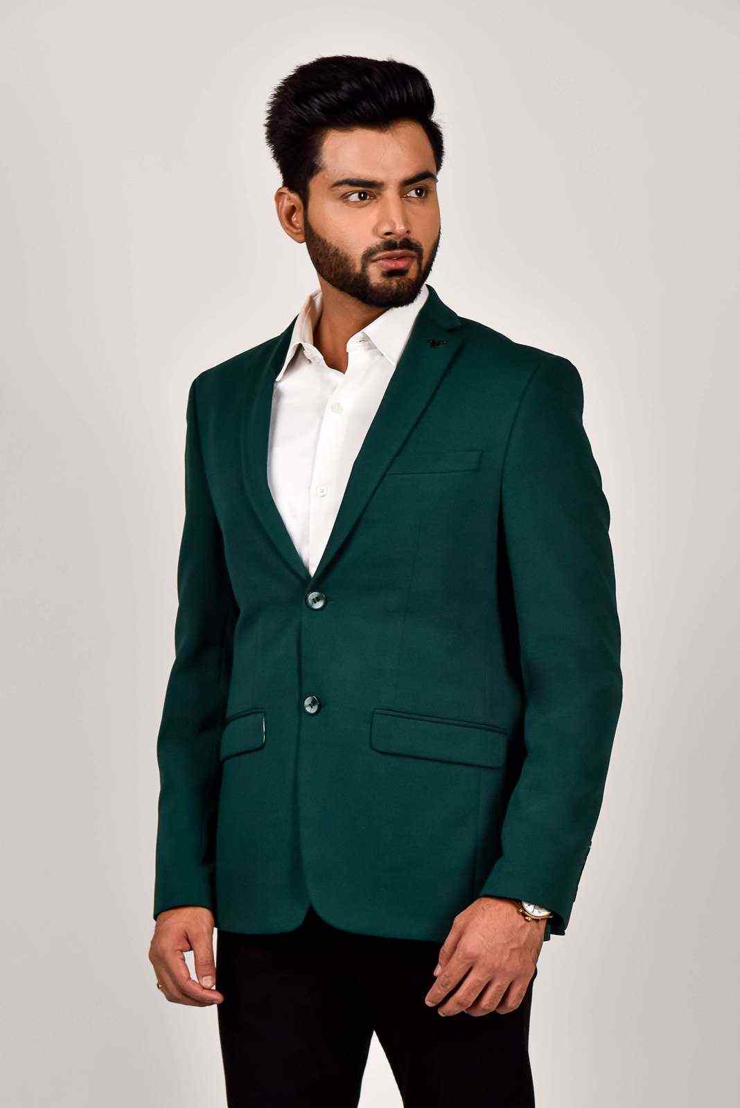 Dark Green Knitted Blazer house-of-united