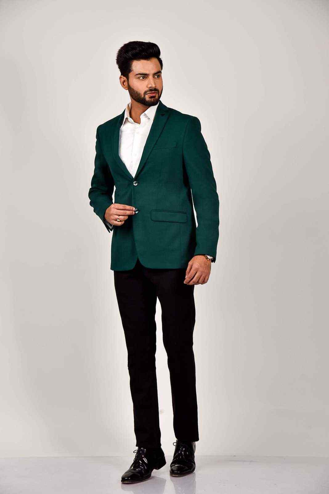 Dark Green Knitted Blazer house-of-united