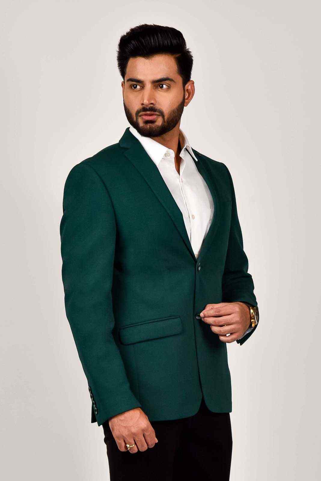 Dark Green Knitted Blazer house-of-united