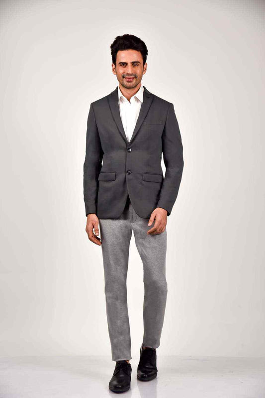 Grey Knitted Blazer for Office Party house-of-united