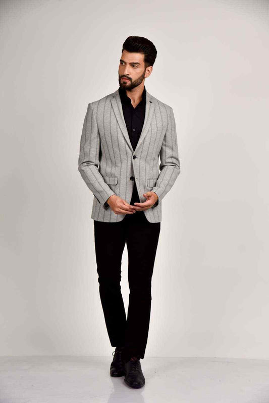 Grey Knitted Evening Party Blazer house-of-united