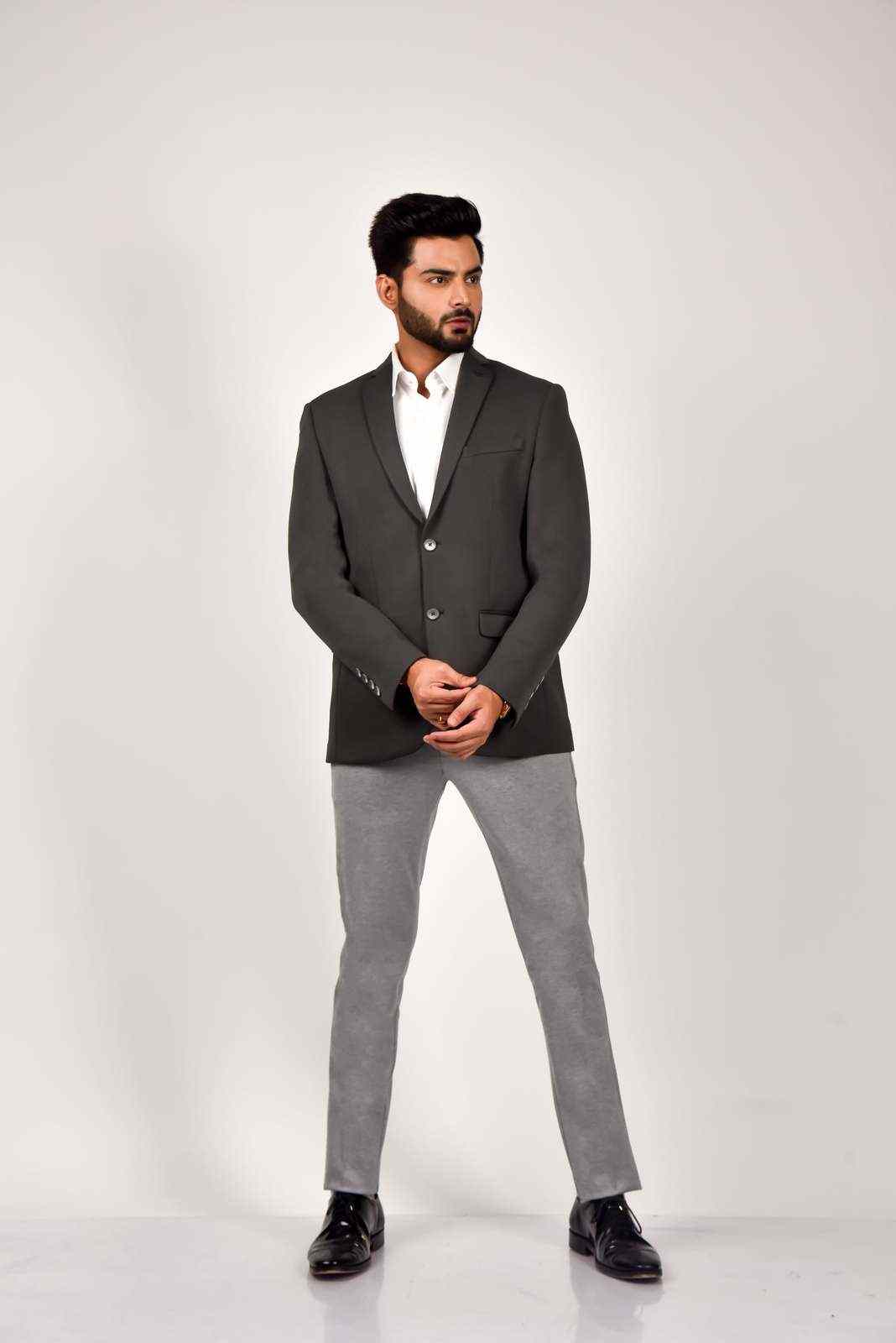 Grey Knitted Premium Blazer house-of-united