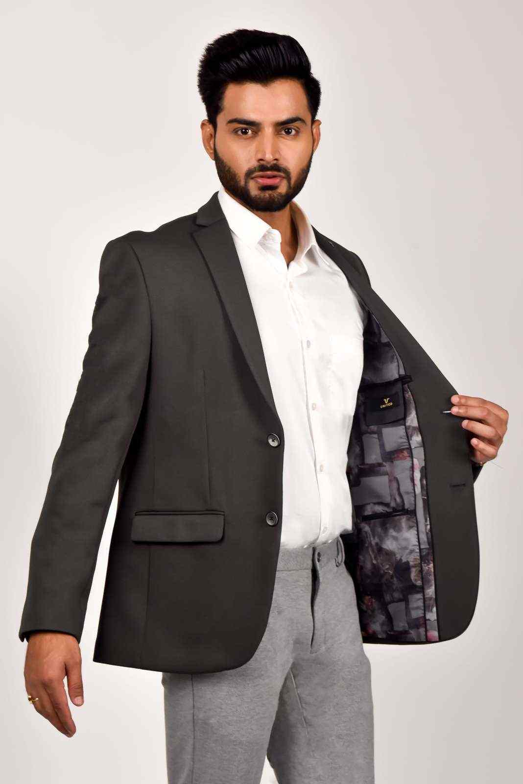 Grey Knitted Premium Blazer house-of-united