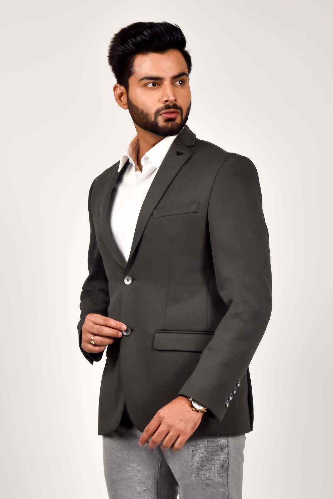 Grey Knitted Premium Blazer house-of-united