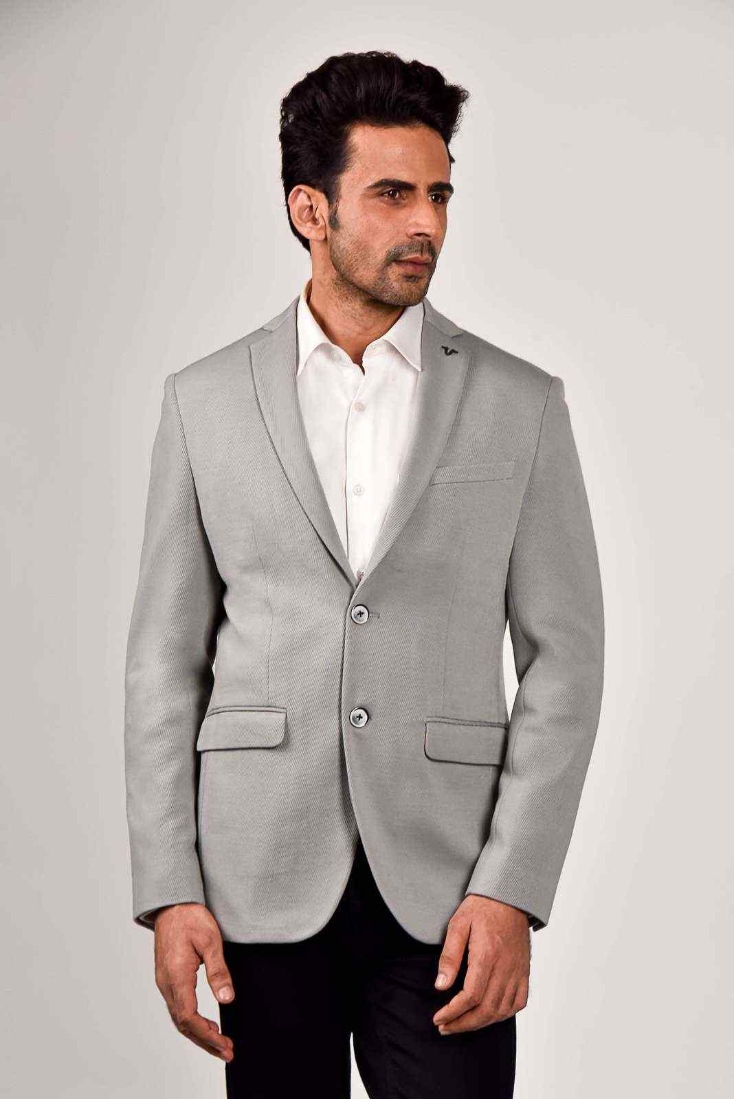 Light Grey Knitted Blazer house-of-united