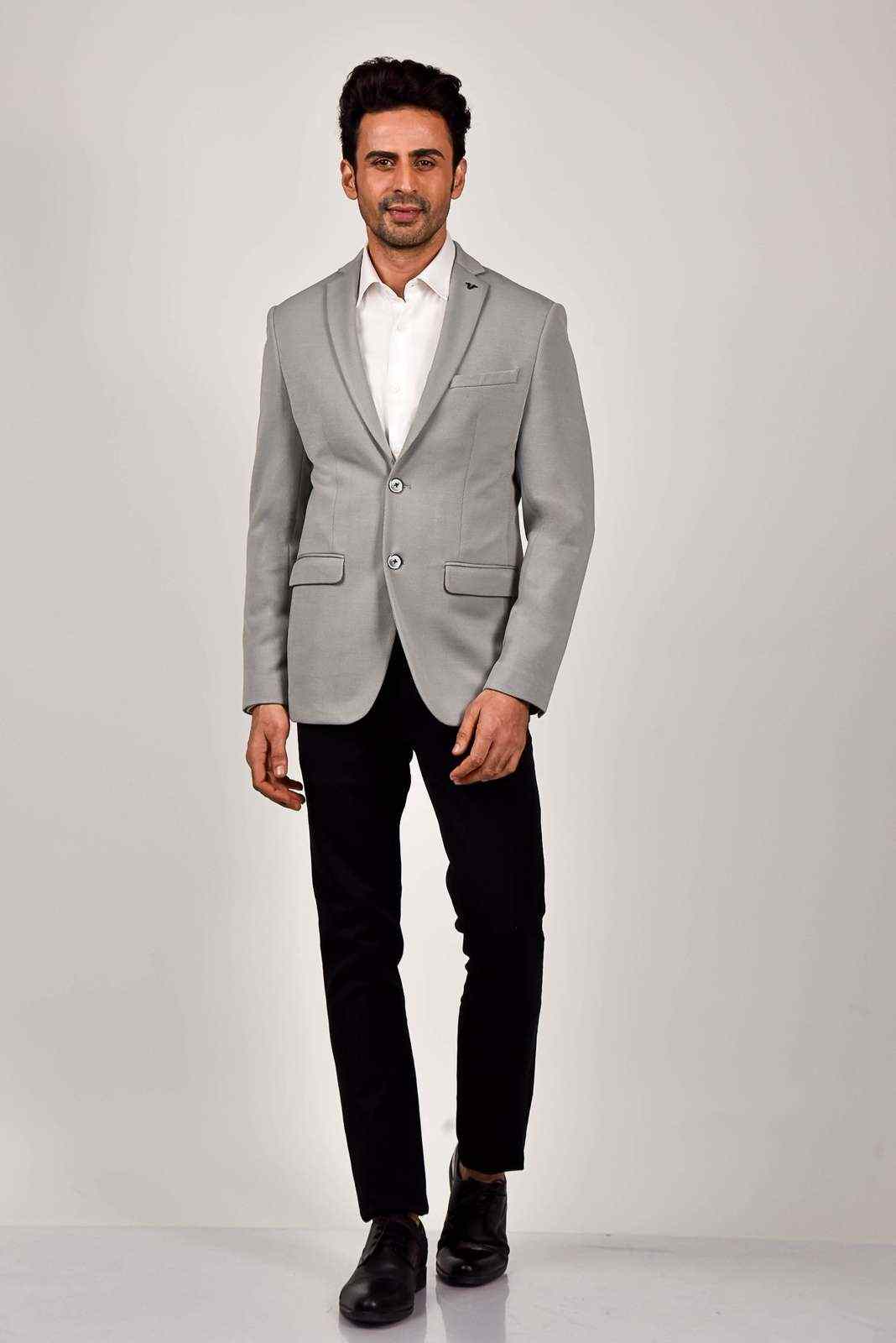 Light Grey Knitted Blazer house-of-united