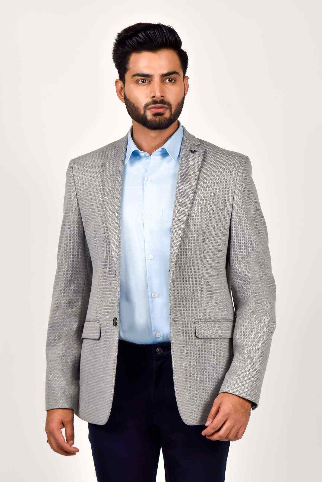 Light Grey Woven Blazer house-of-united