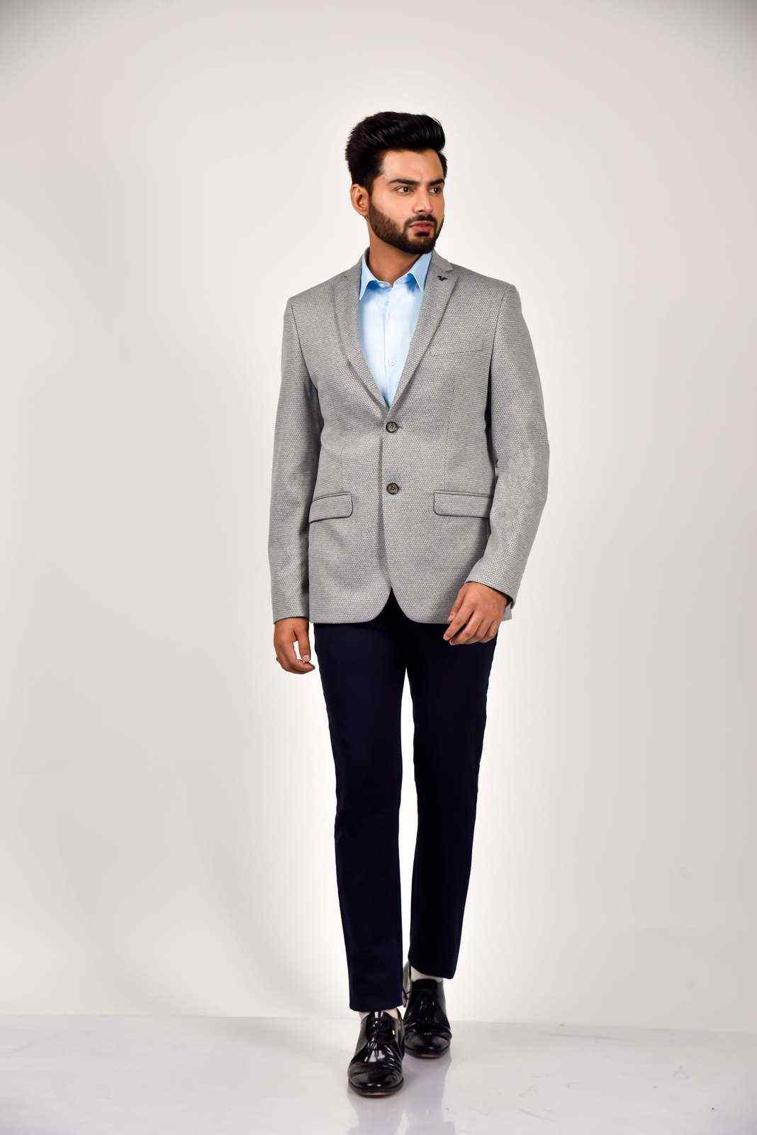 Light Grey Woven Blazer house-of-united