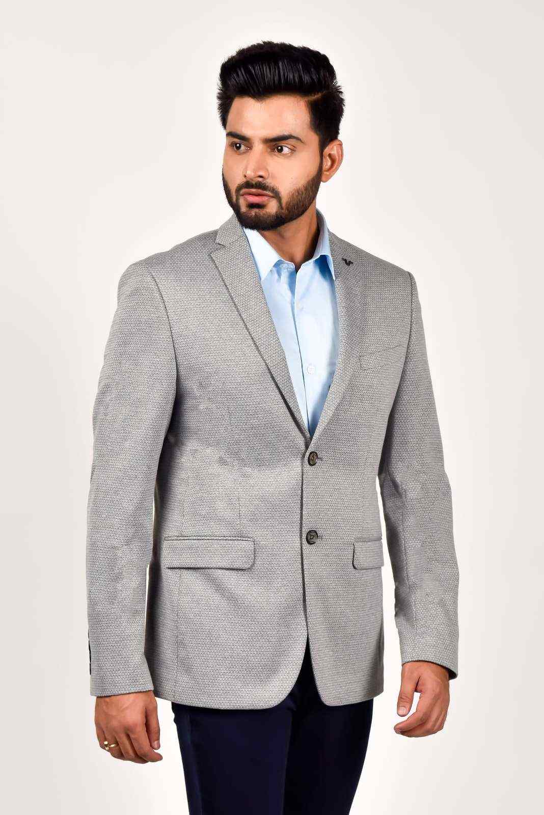 Light Grey Woven Blazer house-of-united