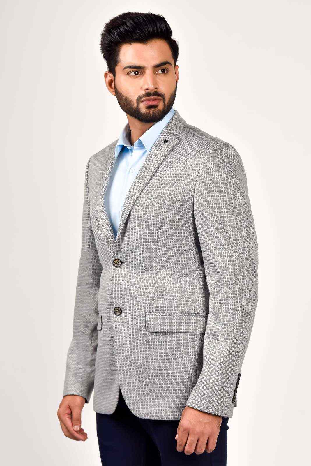 Light Grey Woven Blazer house-of-united