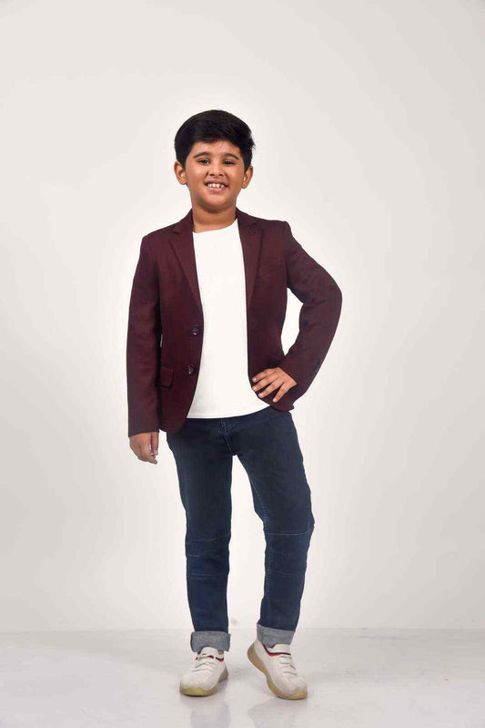 Maroon Knitted Blazer For Birthdays