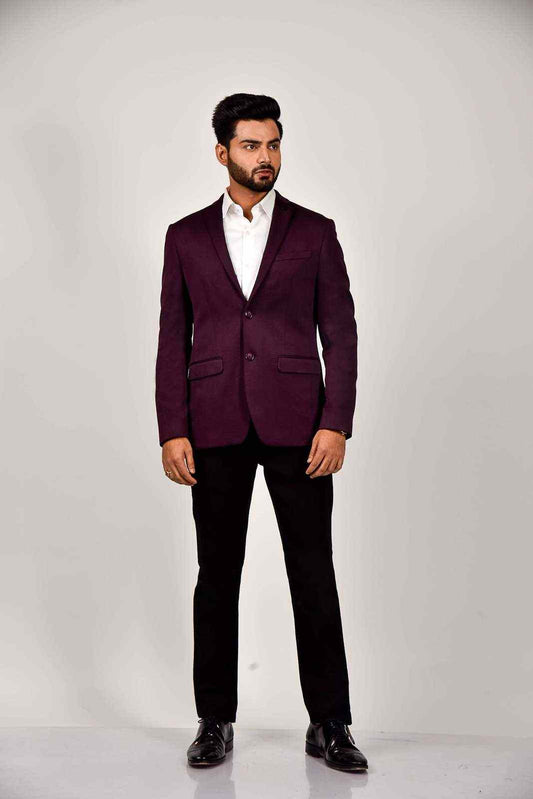 Maroon Knitted Blazer For Office Meetings house-of-united