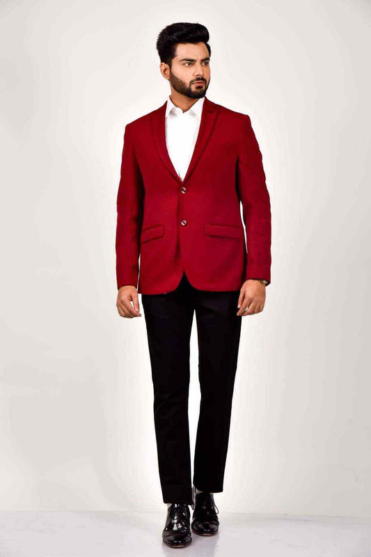 Maroon Knitted Blazer with Stretch house-of-united