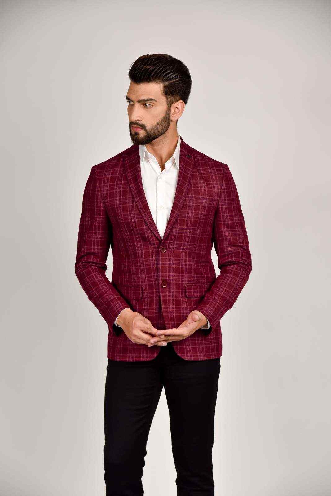 Maroon Tweed Blazer house-of-united