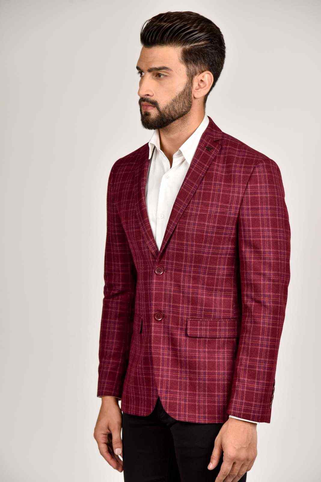 Maroon Tweed Blazer house-of-united