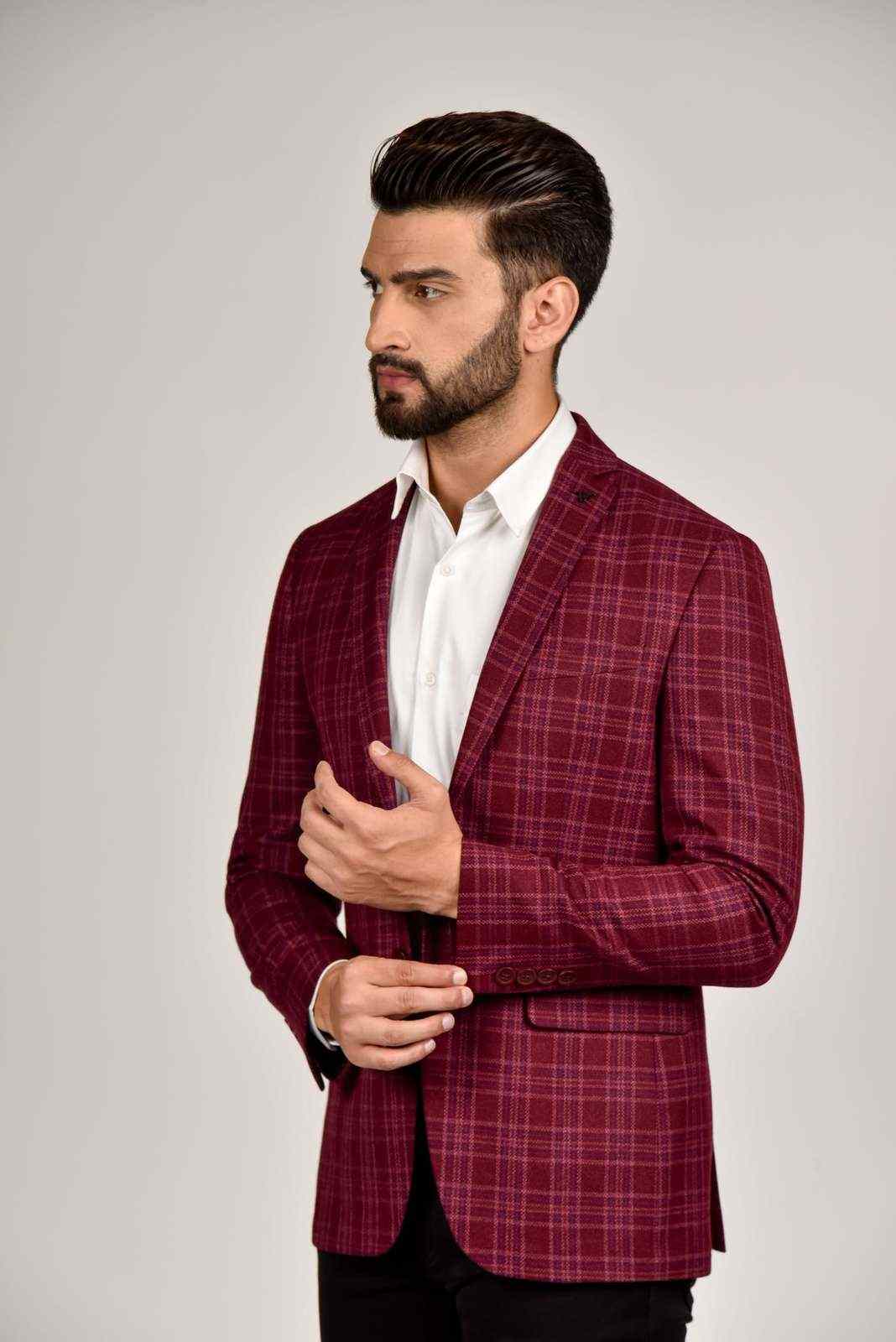 Maroon Tweed Blazer house-of-united