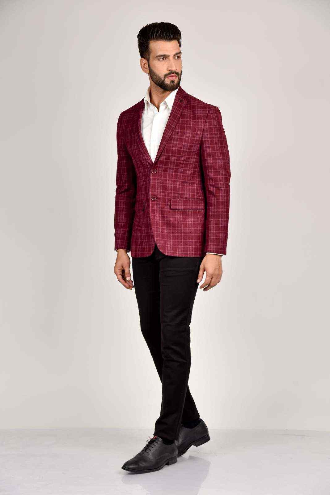 Maroon Tweed Blazer house-of-united