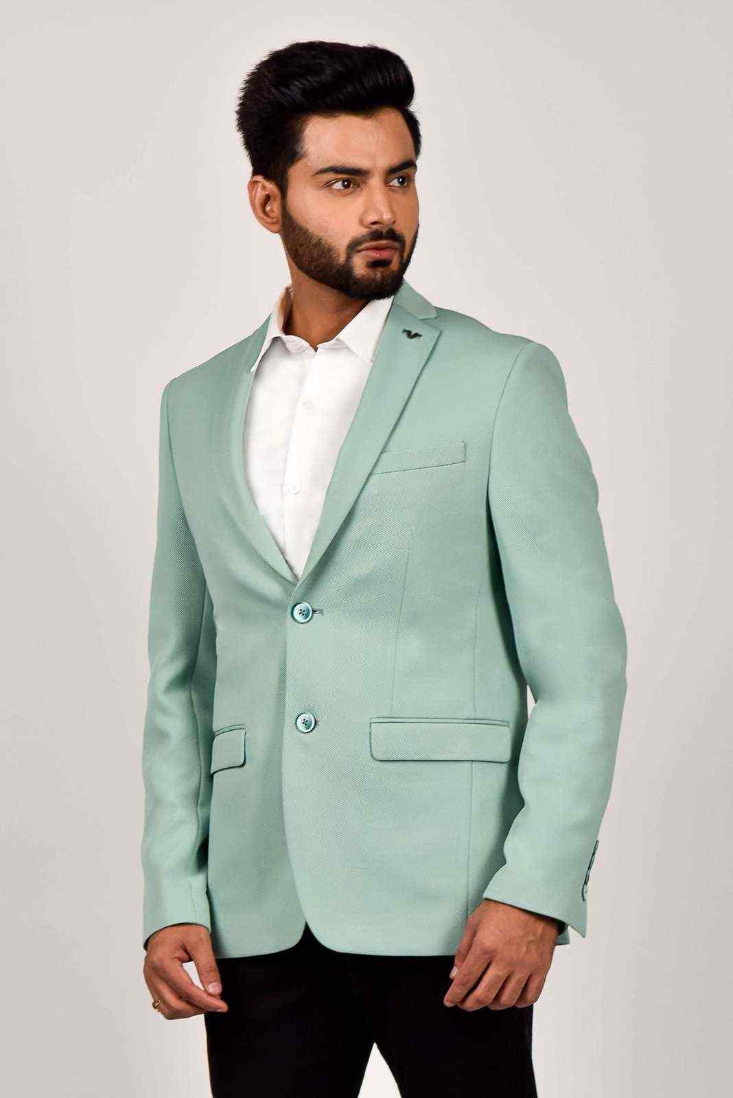 Mint Knitted Blazer with Stretch house-of-united