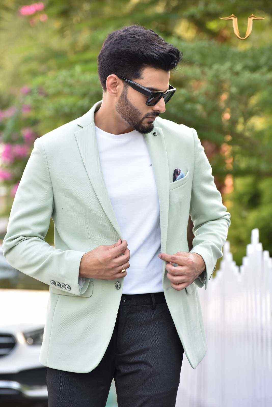 Mint Stretch Knitted Blazer house-of-united