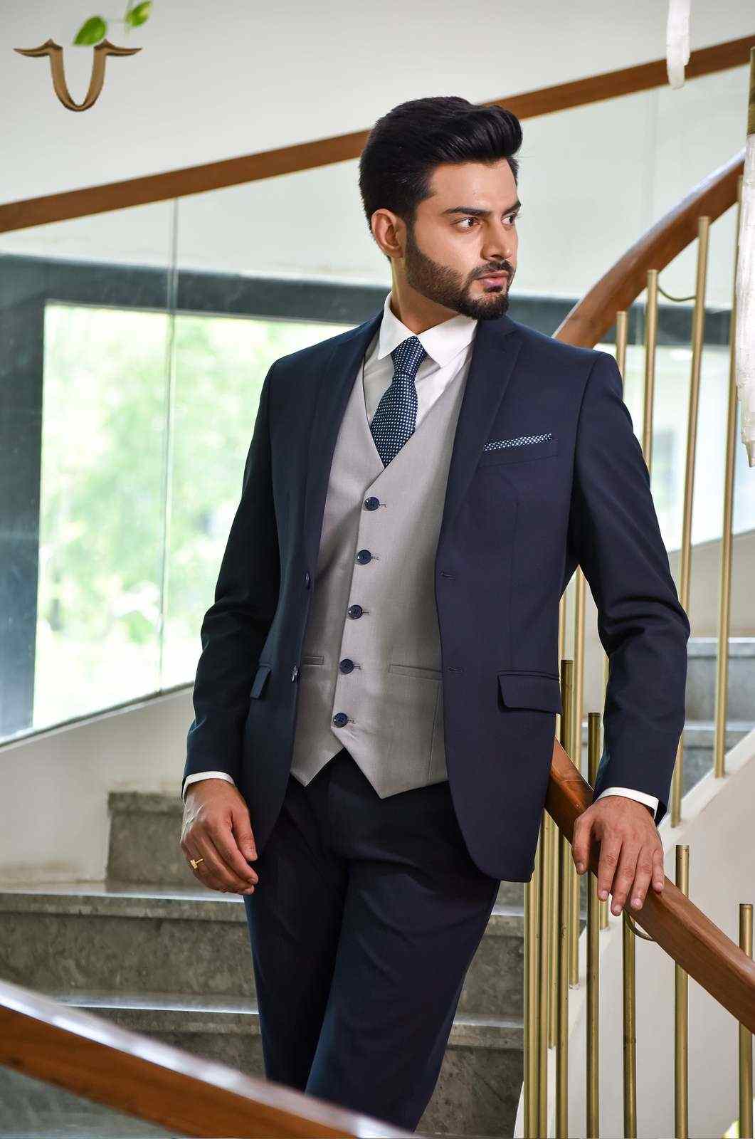 Navy 3 Pc Formal Suit With Reversible Waistcoat house-of-united