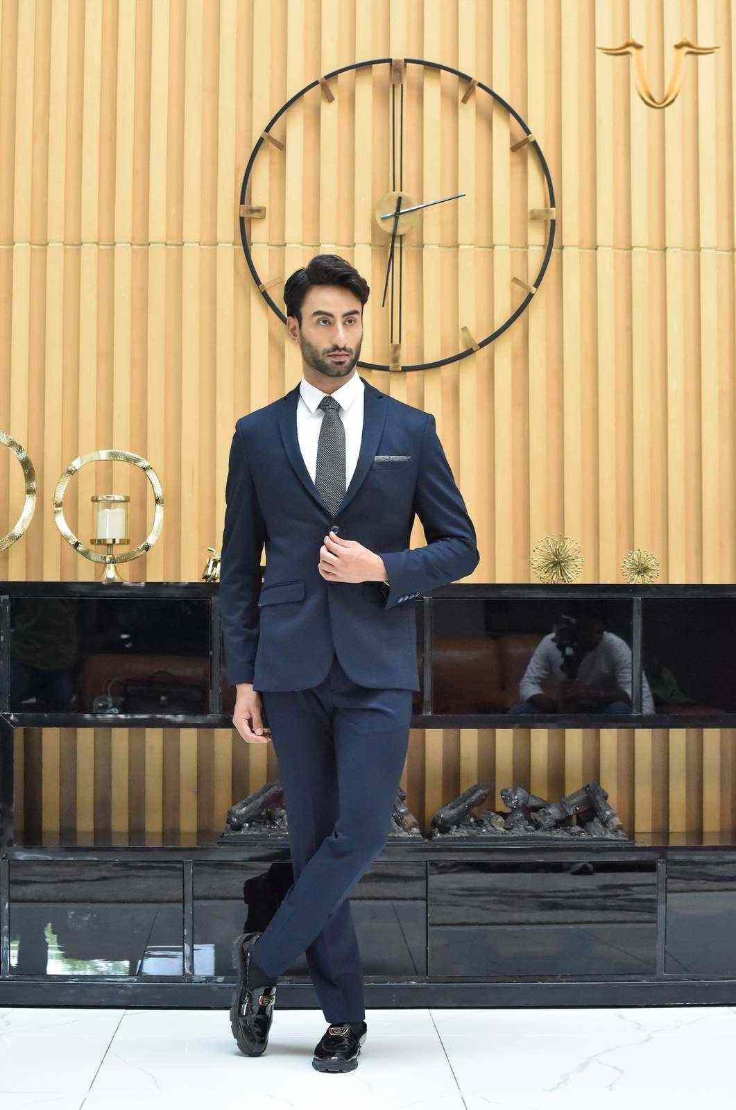 Navy 2 Pc Suit With Detachable Tuxedo Lapel house-of-united