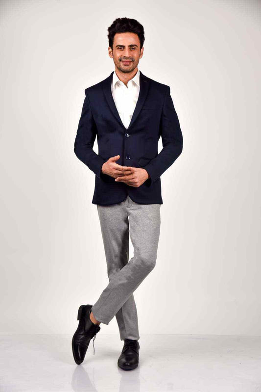 Navy Knitted Blazer for Leisure house-of-united