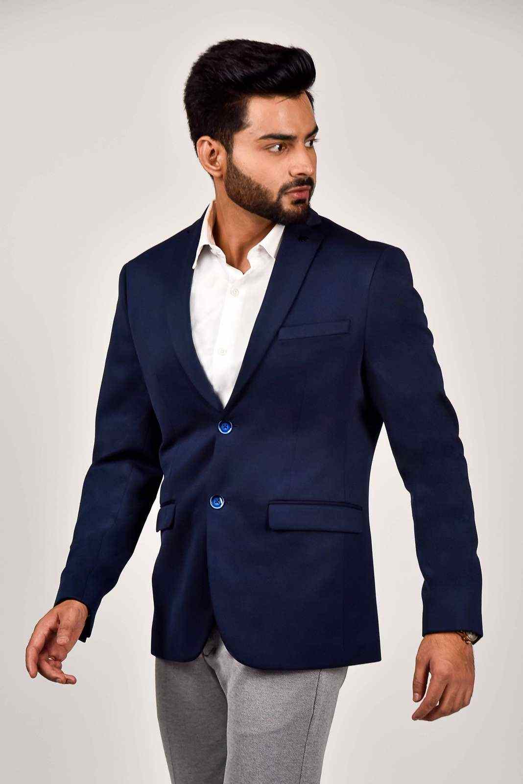 Navy Knitted Blazer for Leisure Events house-of-united