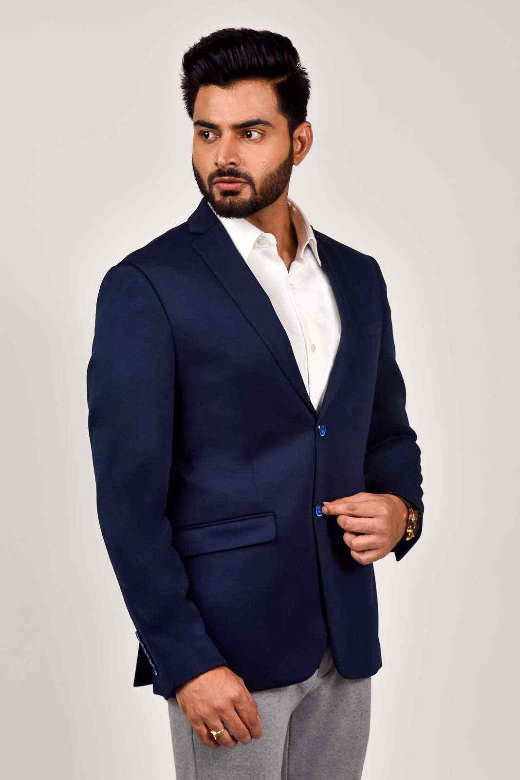 Navy Knitted Blazer for Leisure Events house-of-united