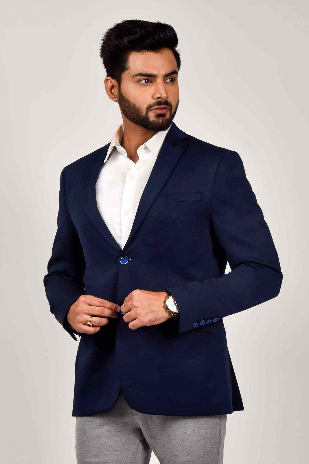 Navy Knitted Blazer for Leisure Events house-of-united