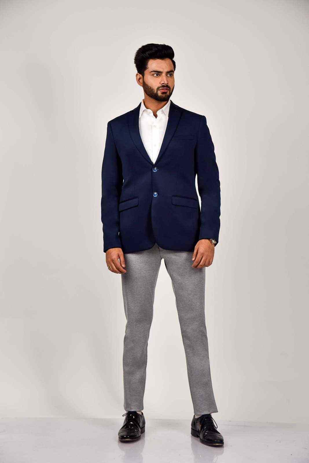 Navy Knitted Blazer for Leisure Events house-of-united