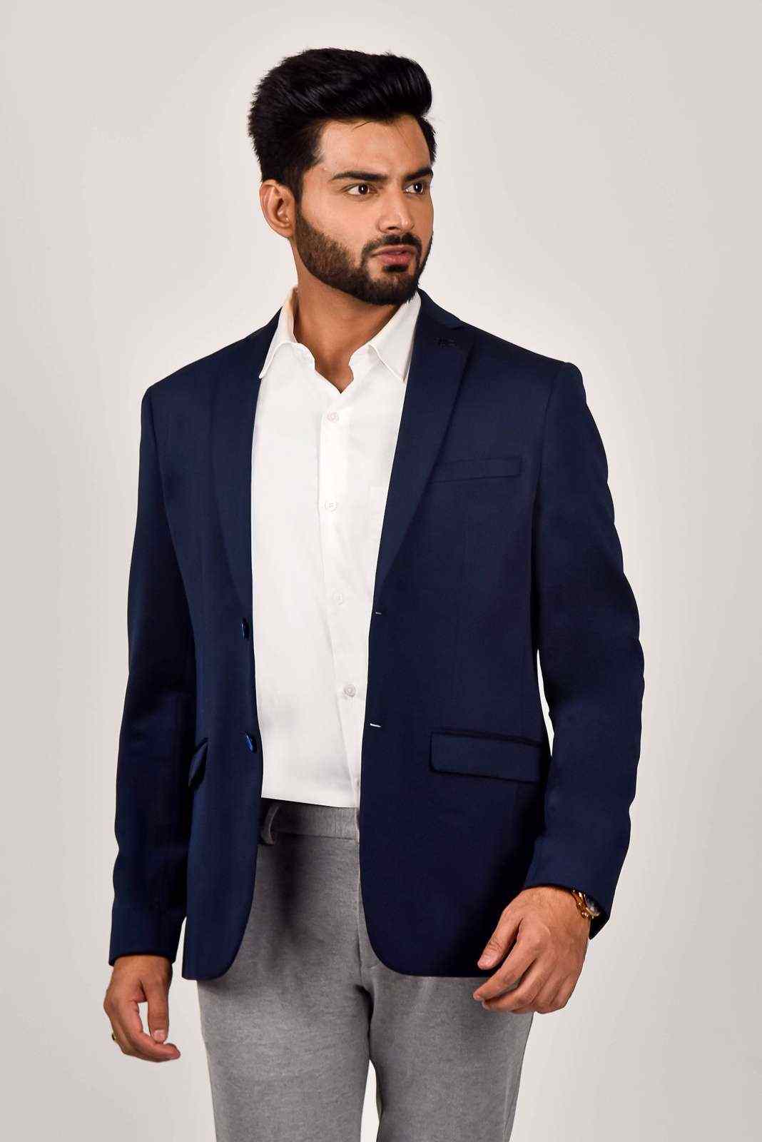 Navy Knitted Blazer for Leisure Events house-of-united