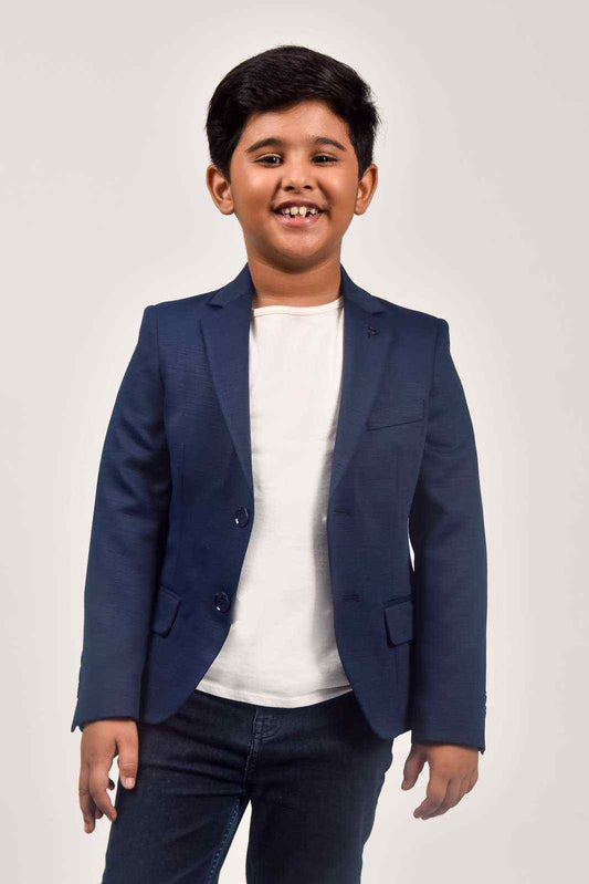 Navy Knitted Boys Blazer