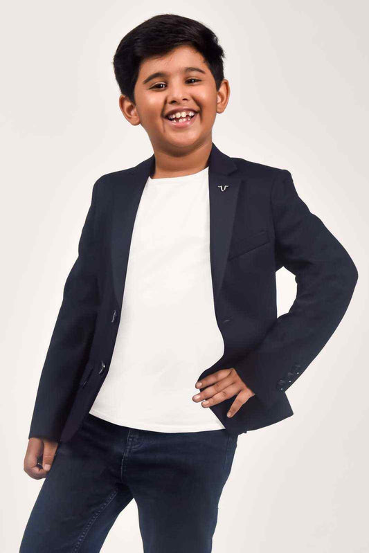Navy Knitted Kids Blazer
