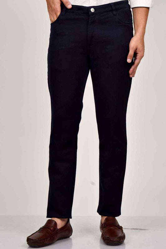 Navy Knitted Trouser with Stretch house-of-united