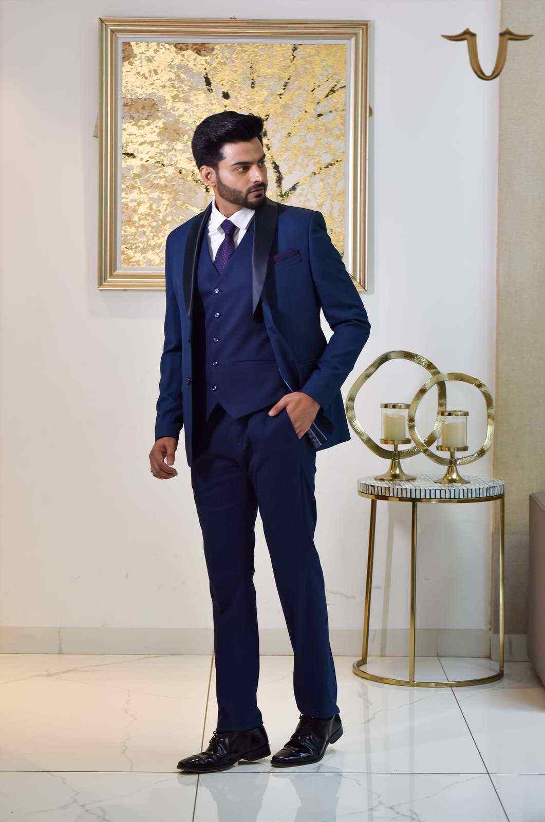 NAVY Partywear 4 Pc Suit With Reversible Waistcoat house-of-united