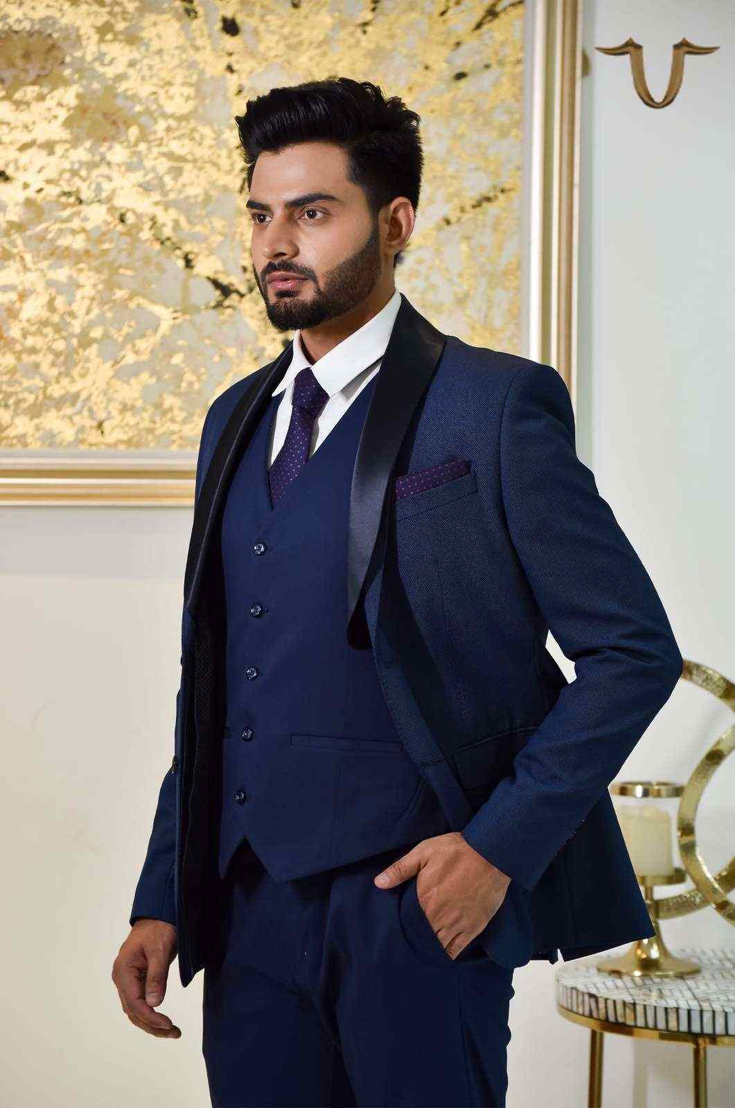 NAVY Partywear 4 Pc Suit With Reversible Waistcoat house-of-united