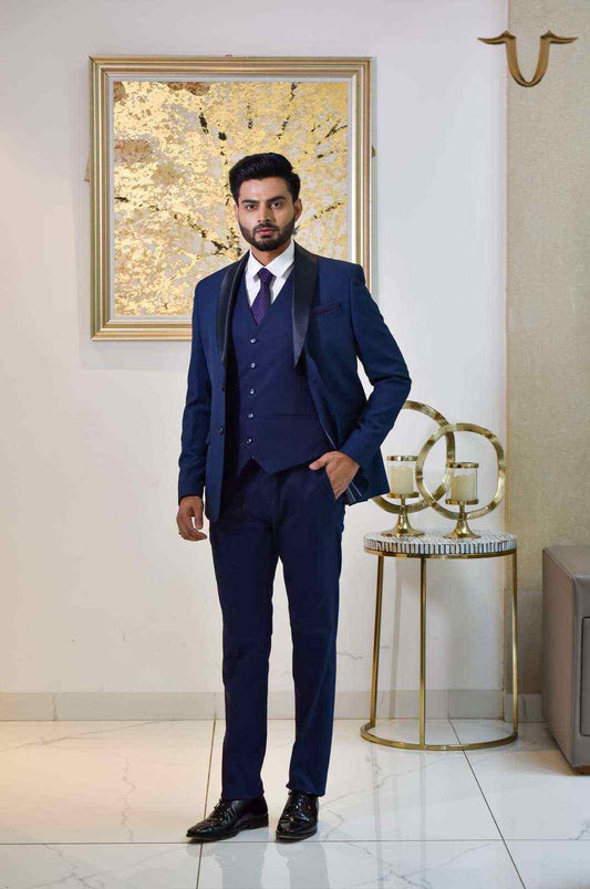 NAVY Partywear 4 Pc Suit With Reversible Waistcoat house-of-united