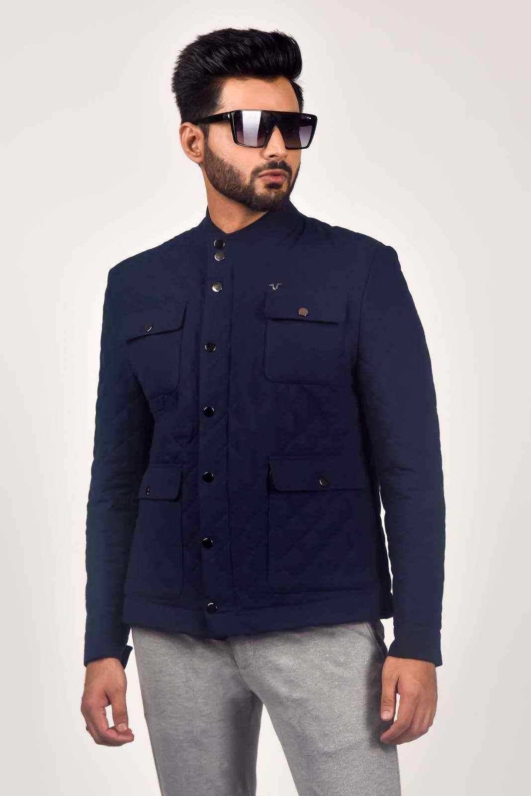 Navy Quilted Zipper Jacket house-of-united