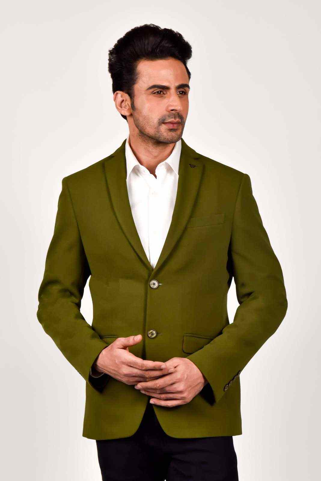 Olive Knitted Blazer house-of-united