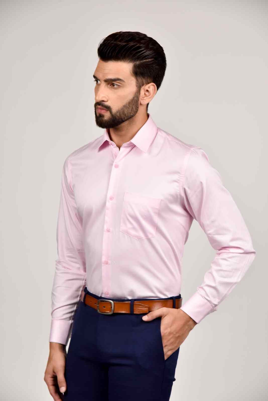 Pink Cotton Satin Shirt house-of-united