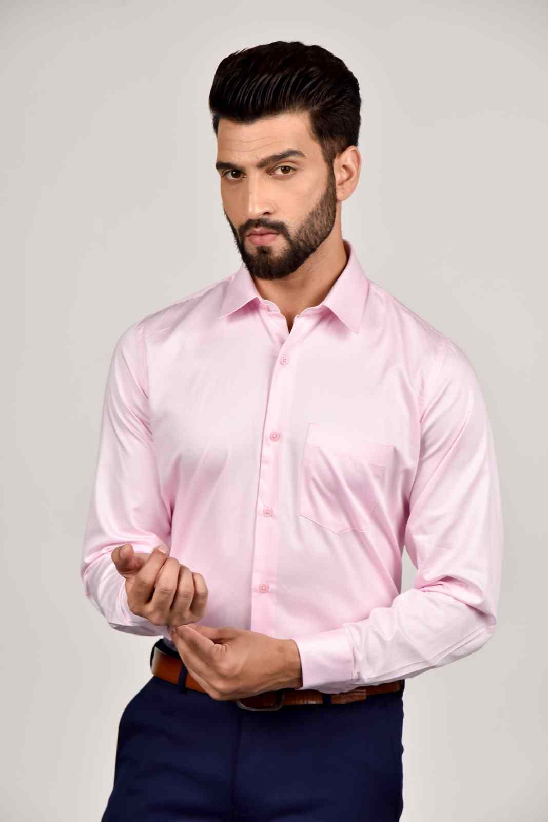 Pink Cotton Satin Shirt house-of-united