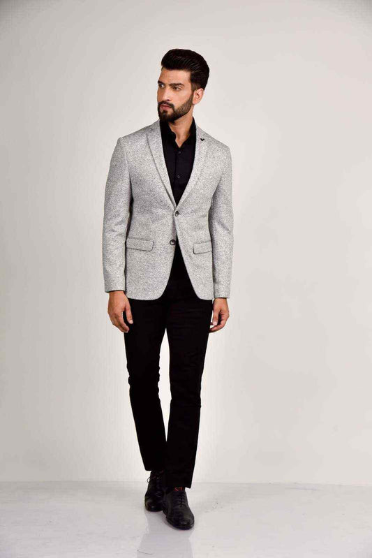 Grey Knitted Stretchable Blazer house-of-united