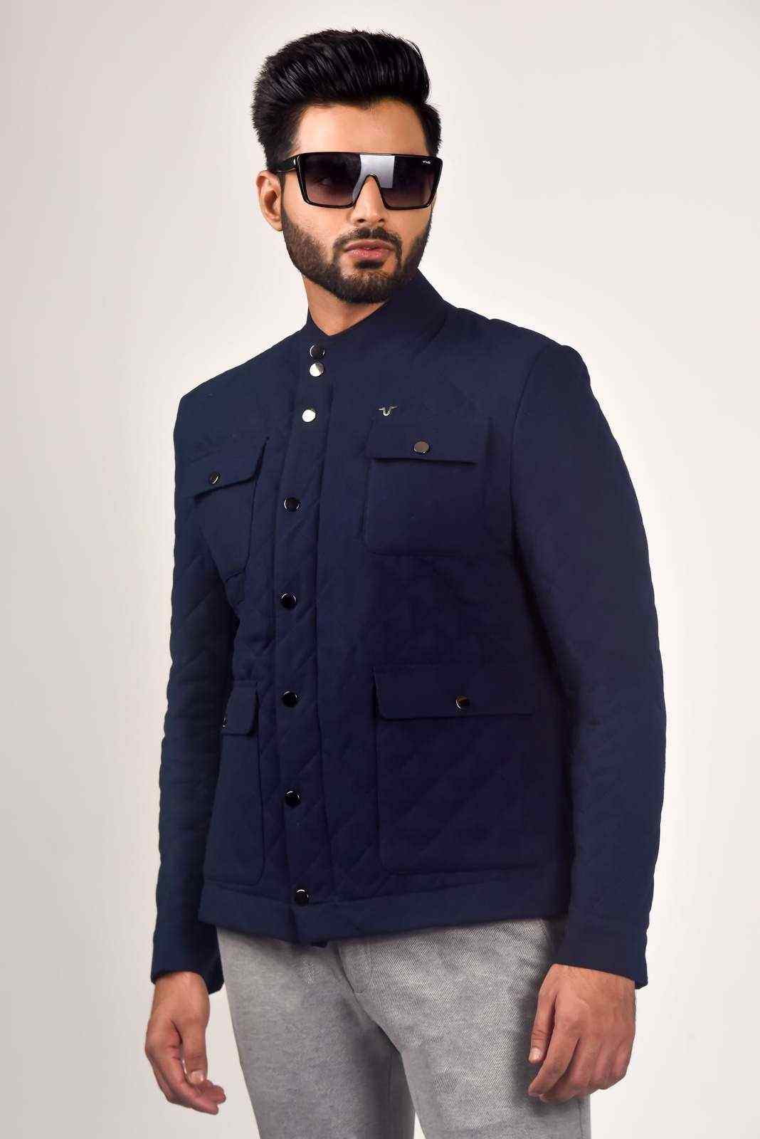 Navy Quilted Zipper Jacket house-of-united