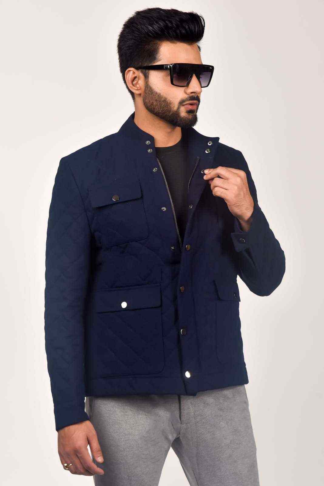 Navy Quilted Zipper Jacket house-of-united