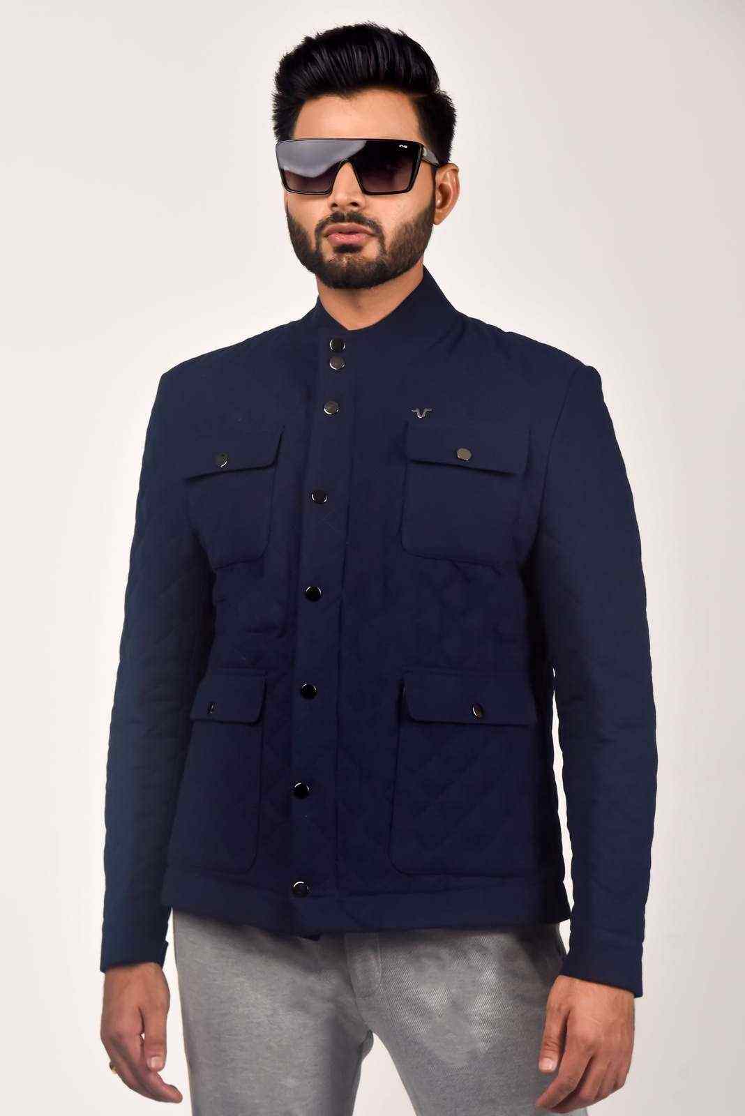 Navy Quilted Zipper Jacket house-of-united