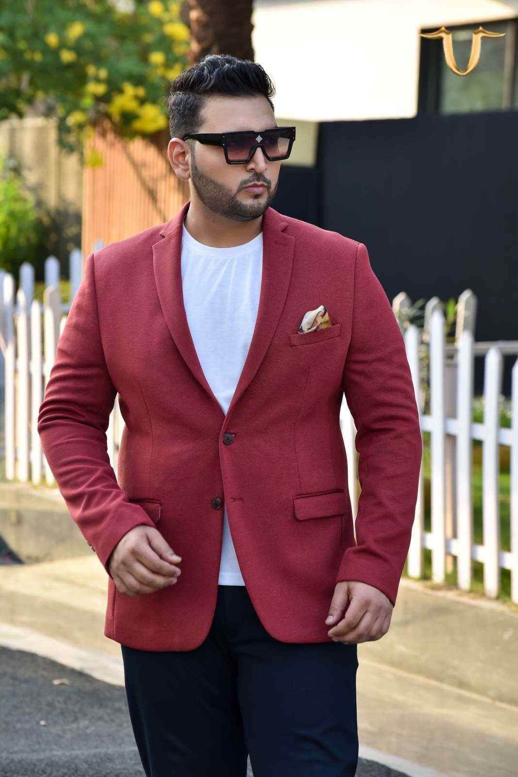 Red Knit Blazer house-of-united