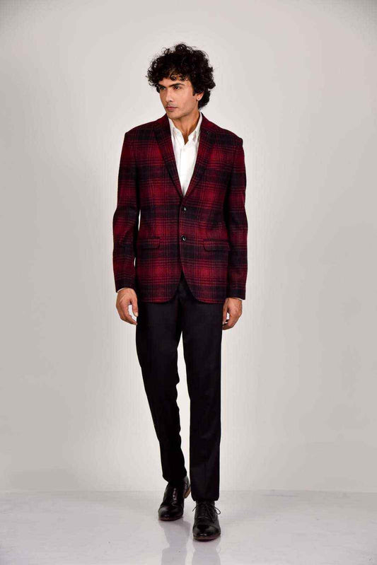Red Tweed Woven Blazer house-of-united